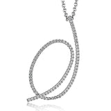 This modern white gold pendant's abstract, swooping shape is set with .29 ctw of glimmering white diamond accents