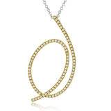 This modern white gold pendant's abstract, swooping shape is set with .29 ctw of glimmering white diamond accents