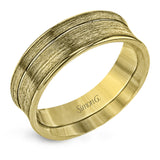This minimalist white gold wedding band features a brushed outside texture for understated elegance
