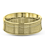 This minimalist white gold wedding band features a brushed outside texture for understated elegance