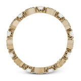 This 18k rose gold band is perfect for layering with others and contains .31 ctw of white diamonds. Perfect for stacking.