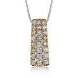This shimmering white gold pendant dazzles with an incredible 1.50 ctw of white diamonds set into its surface
