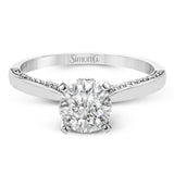 This absolutely stunning white gold engagement ring features a sleek design with .21 ctw of round white diamonds for a touch of glamour.