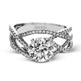 Delicate, overlapping tendrils of white and rose gold sparkle with .52 ctw of round white diamonds for a contemporary, nature-inspired design.