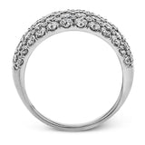 This wonderful, contemporary wedding band glitters with a remarkable 3.01 ctw of round white diamonds set in white gold.