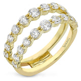 This 18k white gold engagement set certainly makes a statement with 1.72 ctw of white diamonds set in three rows.