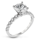 This 18k white gold engagement set certainly makes a statement with 1.72 ctw of white diamonds set in three rows.