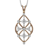 This pendant's ornate openwork in white and rose gold is accentuated by .45 ctw of round white diamonds