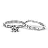 This sleek, minimalist white gold wedding set features a distinctive design with an impressive 1.05 ctw of baguette shaped white diamonds.