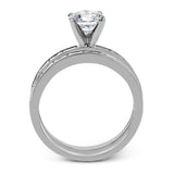 This sleek, minimalist white gold wedding set features a distinctive design with an impressive 1.05 ctw of baguette shaped white diamonds.