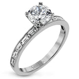 This sleek, minimalist white gold wedding set features a distinctive design with an impressive 1.05 ctw of baguette shaped white diamonds.
