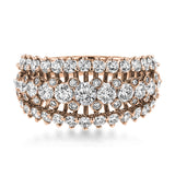This unique white gold ring features a total of 1.74 ctw of white diamonds in an intricately designed setting.