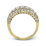 This unique white gold ring features a total of 1.74 ctw of white diamonds in an intricately designed setting.