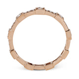 This rose gold band form a modern style band set with .33 ctw of striking round cut white diamond accents. Perfect for stacking.