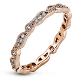 Featuring a contemporary stackable design, this rose gold band is accented by a collection of .28 ctw of white diamonds.