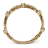 These detailed bands in 18k gold can be worn together or paired with other rings. Each one features .11 ctw of shining white diamonds. Perfect for stacking.