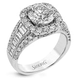 This gorgeous engagement ring makes quite the appearance with .83 ctw of round diamonds along with .83 ctw of baguette diamonds.
