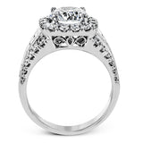 This gorgeous engagement ring makes quite the appearance with .83 ctw of round diamonds along with .83 ctw of baguette diamonds.