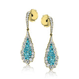 These wonderful teardrop shaped earrings feature .45 ctw of paraiba tourmaline pave set in the center, surrounded by 1.10 ctw of white diamonds.