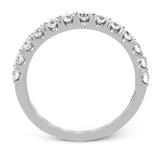 This wedding band has a beautiful timeless design which will be in style for years. The ring contains .77 ctw of white diamonds.