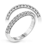 This band contains .35 ctw of white diamonds, and an interior of rose gold for a romantic touch.