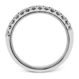 This band contains .35 ctw of white diamonds, and an interior of rose gold for a romantic touch.
