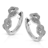 These vintage-inspired hoop earrings have a milgrain accented filigree design and are set with .20 ctw of white diamonds.