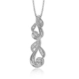 This 18k white gold pendant has a filigree design accented with vintage-inspired milgrain and .17 ctw of white round diamonds.