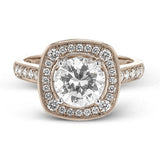 This rose gold ring radiates timeless beauty with the help of .39 ctw of round white diamond accents.