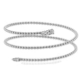 This spiral bangle look great stacked but also makes the perfect statement on its own. It contains a total of .54 ctw of white diamonds.