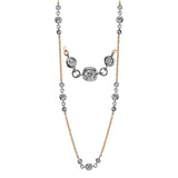 Contemporary and stylish, this necklace design contains 1.02 ctw of white diamonds in various sizes set with 18k white and rose gold.