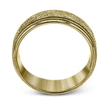 This classic men's wedding band features a matte texture in the center, edged by high polished metal. It is sure to be in style for years to come.
