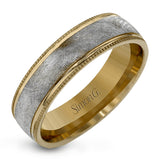 This classic men's wedding band features a matte texture in the center, edged by high polished metal. It is sure to be in style for years to come.