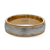 This classic men's wedding band features a matte texture in the center, edged by high polished metal. It is sure to be in style for years to come.