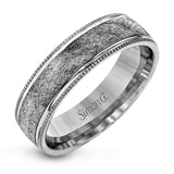 This classic men's wedding band features a matte texture in the center, edged by high polished metal. It is sure to be in style for years to come.