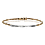 This 18k white and rose gold bangle is incredibly easy to wear, while providing a complete dose of style with .24 ctw of white diamonds. Perfect for stacking.