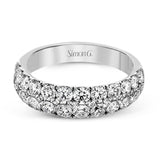 Simple yet elegant, this understated white gold band sparkles with 1.57 ctw of round white diamonds