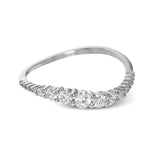 These interlocking 18k white gold band can be worn together with the rose and yellow gold bands , producing the look of one larger ring, or on their own for a simple statement. Each contains .45 ctw of shining white diamonds. Perfect for stacking.