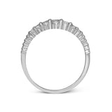 These interlocking 18k white gold band can be worn together with the rose and yellow gold bands , producing the look of one larger ring, or on their own for a simple statement. Each contains .45 ctw of shining white diamonds. Perfect for stacking.