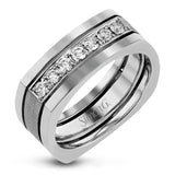 This statement men's band features a two-tone 14k gold design with yellow gold along the outside and white gold on the inside set with a line of .41 ctw white diamonds.