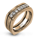 This statement men's band features a two-tone 14k gold design with yellow gold along the outside and white gold on the inside set with a line of .41 ctw white diamonds.