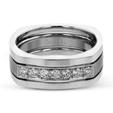 This statement men's band features a two-tone 14k gold design with yellow gold along the outside and white gold on the inside set with a line of .41 ctw white diamonds.