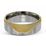 This modern two-tone 14k gold men's band features a combination of rose and white gold in a contemporary design.