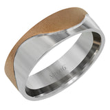 This modern two-tone 14k gold men's band features a combination of rose and white gold in a contemporary design.