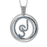 Interlocking rings of white and rose gold are accented with a subtle .13 ctw of white diamonds in this sophisticated pendant design