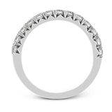 This band pairs perfectly with an engagement ring, or can be worn on its own or stacked with other rings. It contains .50 ctw of white diamonds.