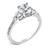 Timelessly beautiful, this white gold engagement ring's stunning design features .44 ctw of round white diamonds flanking the center stone with a lovely tapered effect.