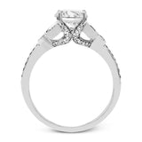 Timelessly beautiful, this white gold engagement ring's stunning design features .44 ctw of round white diamonds flanking the center stone with a lovely tapered effect.