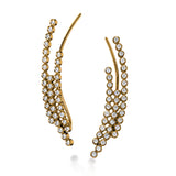 These fashionable climber earrings contain a stunning .62 ctw of white diamonds bezel set into a modern 18k gold design.