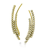 These fashionable climber earrings contain a stunning .62 ctw of white diamonds bezel set into a modern 18k gold design.